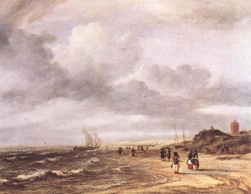 地味なシーン Painting - エグモント・アン・ゼーの海岸風景 ジェイコブ・アイザックゾーン・ファン・ロイスダール